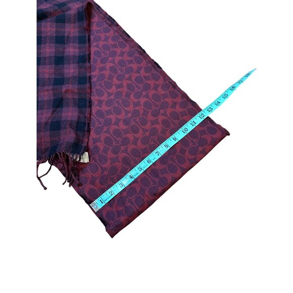 Coach Reversible Signature & Plaid Print Scarf With Fringe - Picture 4 of 4